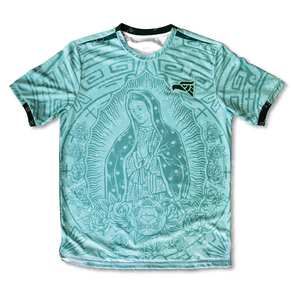 المكسيك كرة القدم الرجال النساء التدريب الرياضة قصيرة الأكمام المسيحية تي شيرت الصيف تنفس التجفيف السريع المتضخم قميص