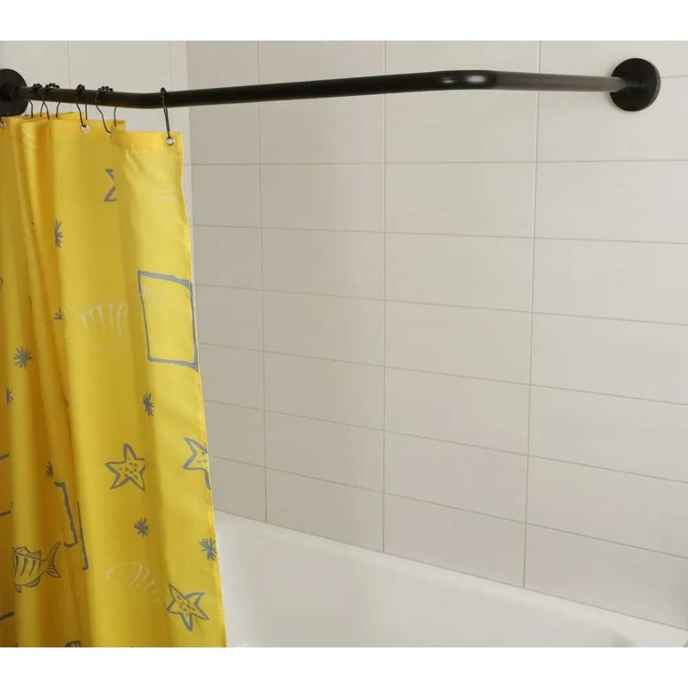 

Stretchable L-Shaped Stainless Steel Shower Curtain Rod Corner Rack Adjustable Rustproof Bathroom