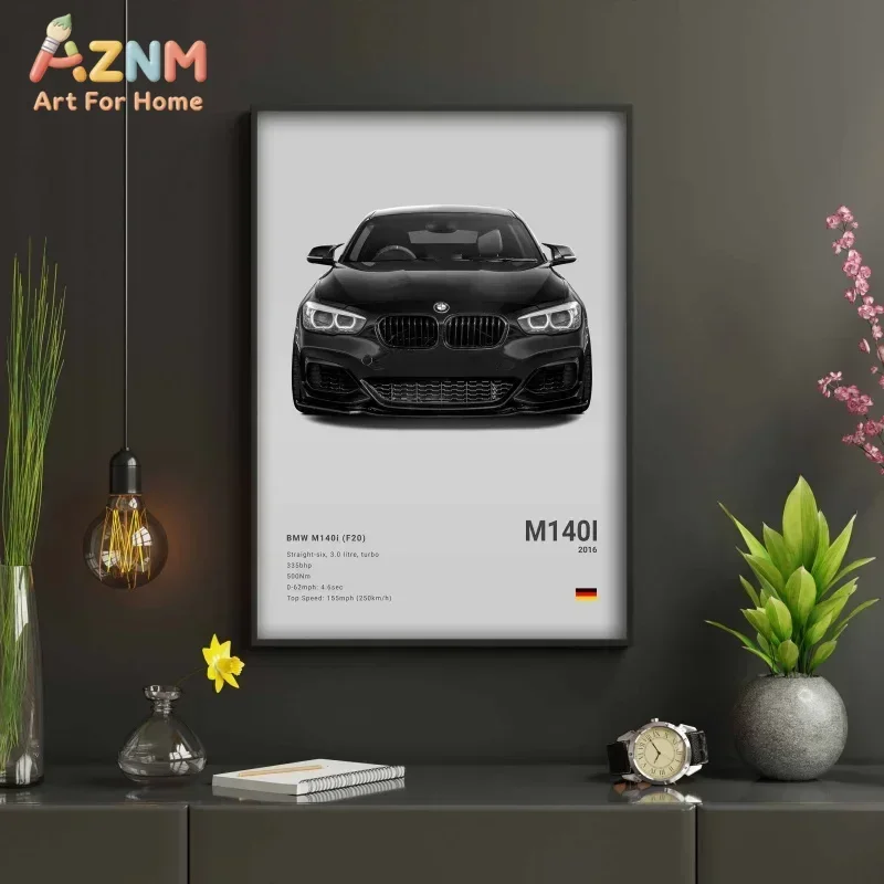 AZNM BMW M4 CSL M5 CS Canvas Wall Art German Performance Car Spec Poster Unframed Canvas Print for Garage Decor