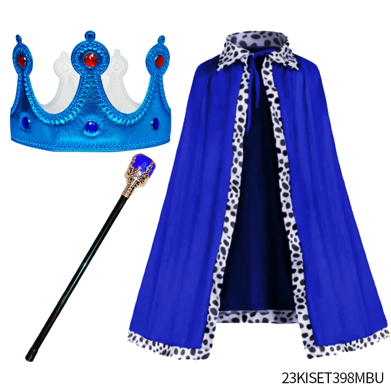 PESENAR Conjunto de fantasia de Rei, roupões infantis, conjunto de cetro de coroa, capa do Príncipe Real para meninos, vestido para cosplay