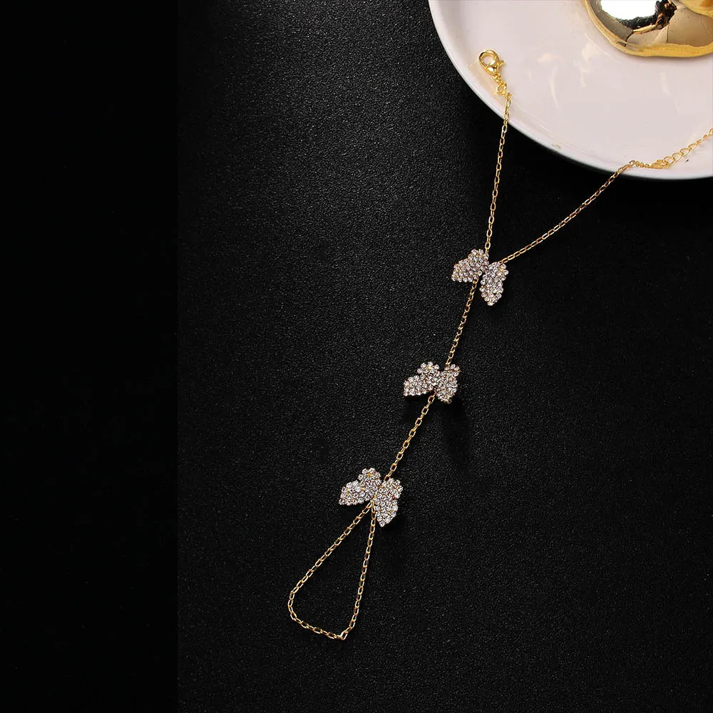 Charming Lady Butterfly Finger Bracelet Chain Y2k High Quality Jewelry Fashion Baroque Rhinestone Hand Accessories Party Gift