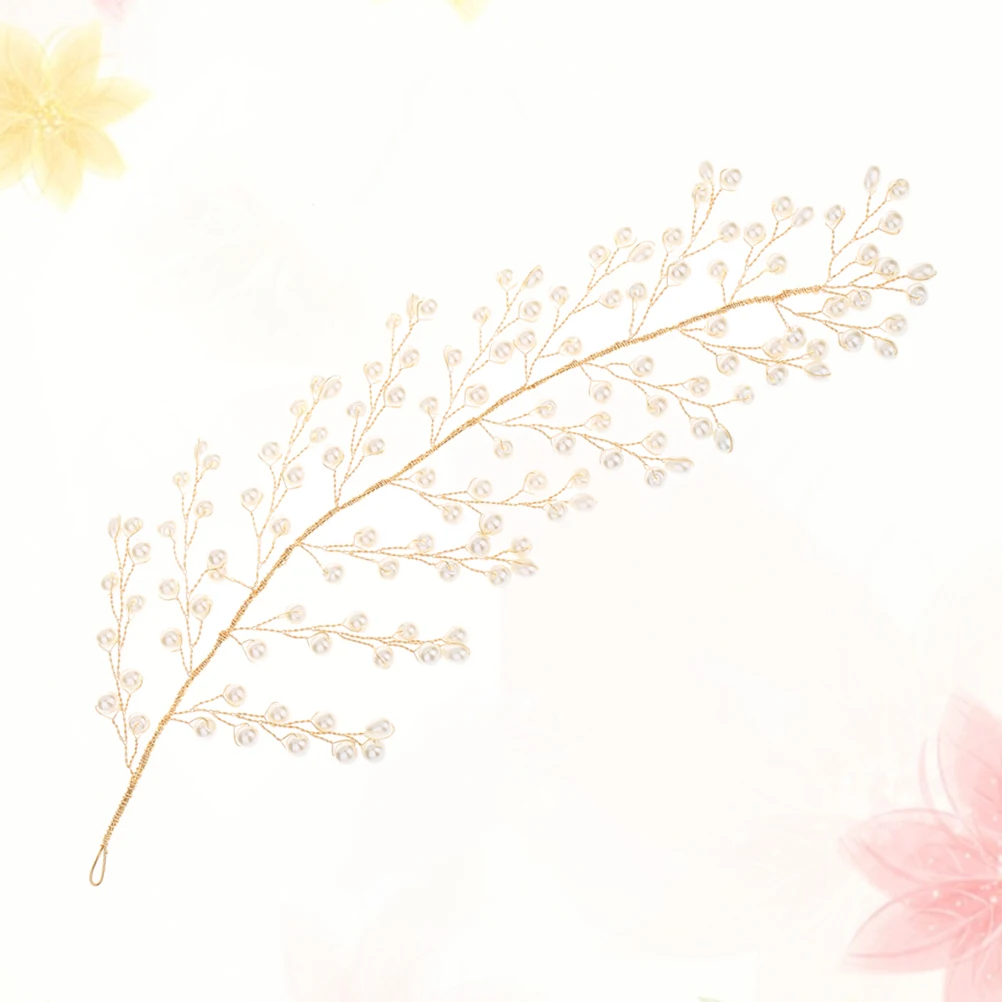 

Creative Leaf Shaped Hair Accessories For Women Bridal Wedding Party Pearls Hair Hoop Headband Golden Reusable Soft Copper Wire