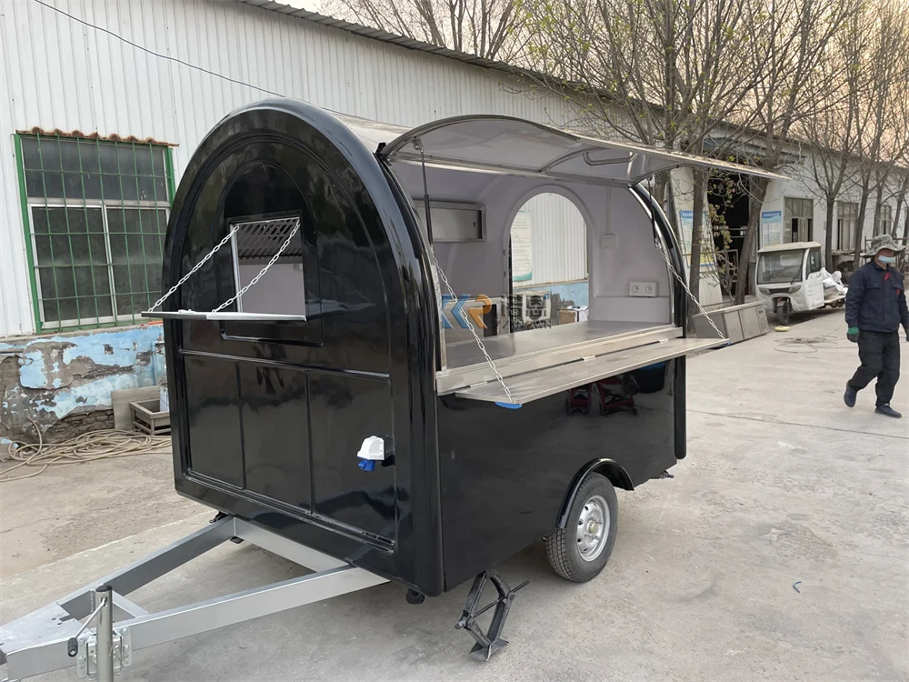 รถเข็นพิซซ่าอาหารจานด่วนรถเข็นขายอาหารเคลื่อนที่ร้านอาหารอุปกรณ์ครัวเต็มตู้ฮอตดอกไอศกรีมรถตู้รถบรรทุกอาหาร