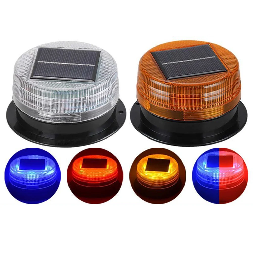 Solar-Powered Warning Flash Beacon Light Magnetic Strobe Light Flashing Emergency Light For Vehicles Waterproof Roadblock Lights