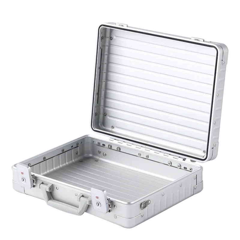 All-aluminum magnesium alloy portable password box aluminum alloy business document storage box with lock.