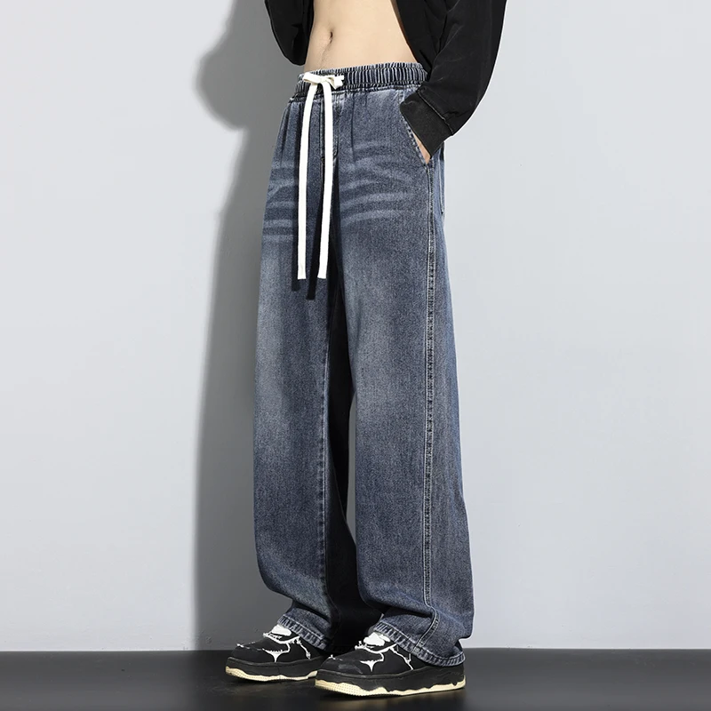 2026 Autumn Men's Loose Fashion Retro Weathered Gradient Denim Pants
