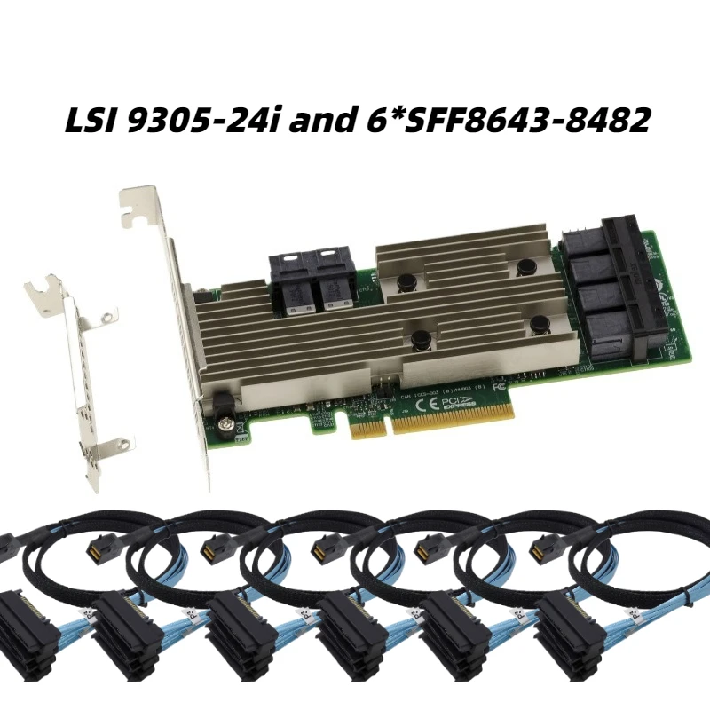 LSI SAS 9305-24i SAS3224 IT-Mode HBA JBOD PCI-E 3.0 SATA / SAS 6-Port SAS3 12Gb/s 6*SFF-8643 SATA Cable