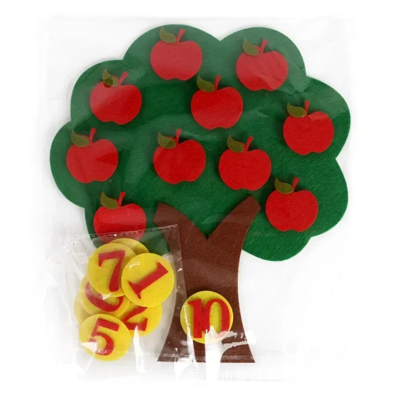 Felt Non-woven DIY Children\'s Jigsaw Puzzle Handmade Carrot Apple Tree Digital Teaching AIDS Montessori Toys Baby Toys Toddler