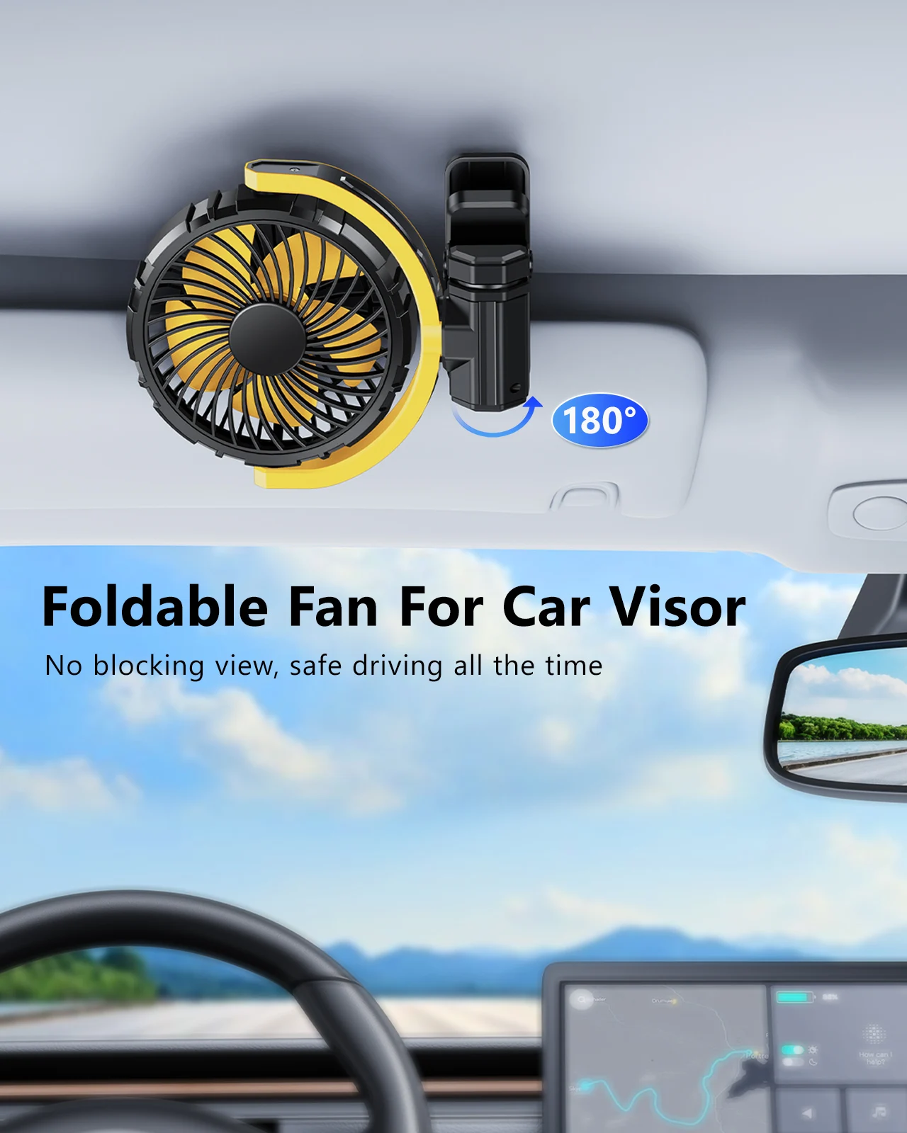 Eary Portable Car Clip On Fan Battery Operated 3 Speed Wind 900 Rotate Quiet Small Air Cooling Fan For Desk Camping Stroller Fan - Image 2