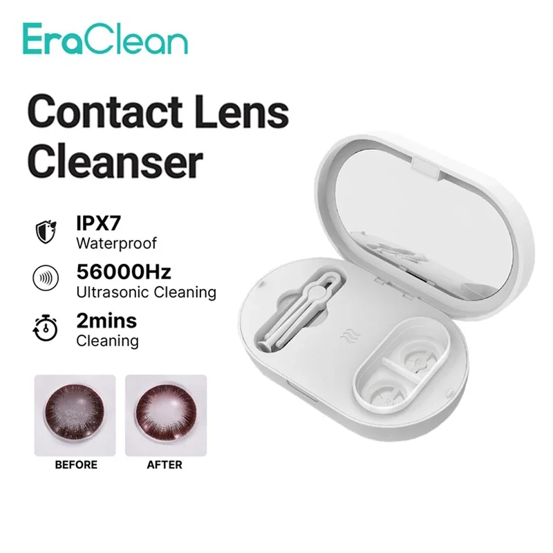 EraClean-Limpiador de lentes de contacto GM02, máquina de limpieza ultrasónica, vibración de 56000 veces, carga USB, IPX7