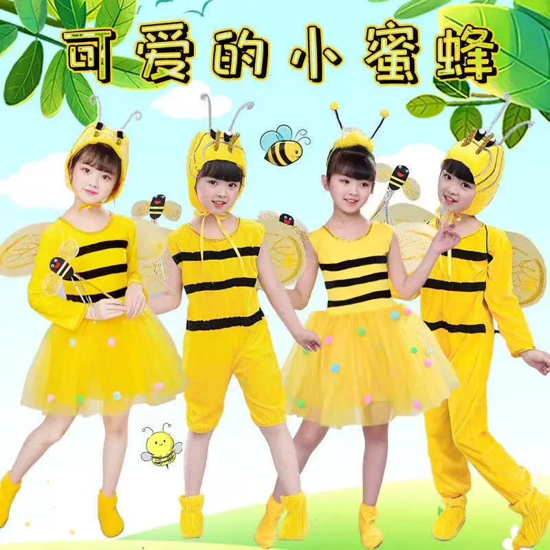 Children Anime Cosplay Bee Role-playing Yarn skirt Sleeveless Clothing Spring Autumn Extension Animal Performance Dress Jumpsuit