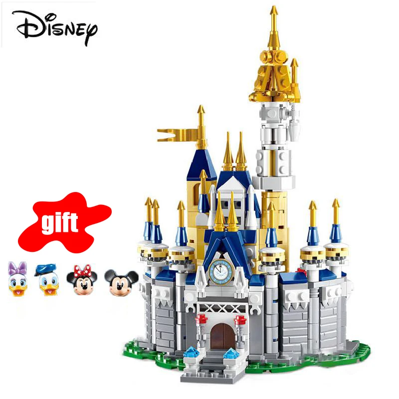 

Disney Castle Palaces Assembly Building Blocks Mickey Minnie Mouse Duck Donald Figure Compatible Model Bricks Toy Children Gift