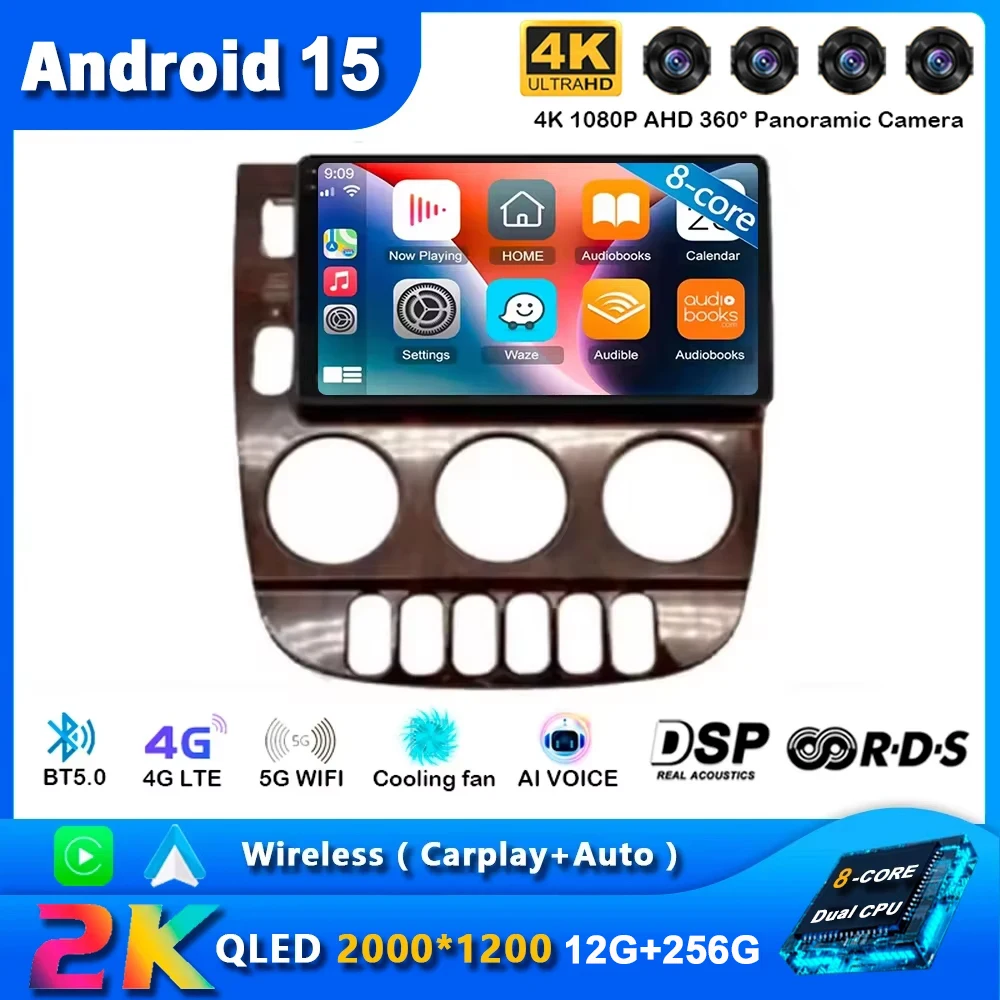 

Android 15 Car Radio For Mercedes Benz M-Class W163 ML 1997 - 2005 Carplay Navigation Multimedia Player Stereo WiFi+4G Video BT
