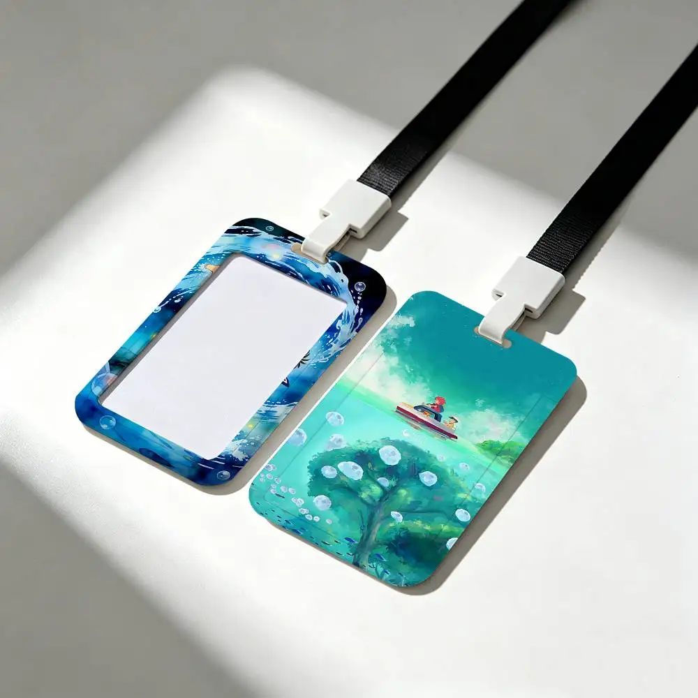 Kawaii P-PonyoS Card Holder Neck Strap Pendant Door Badge Holder Lanyards Keychain Work Credential Case Gift