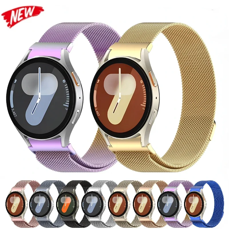 Correia de interface oficial para relógio Samsung Galaxy, banda de metal, sem lacuna, laço magnético, relógio clássico, 7, 6, 5, 4, 44mm, 40mm, 47mm, 46mm
