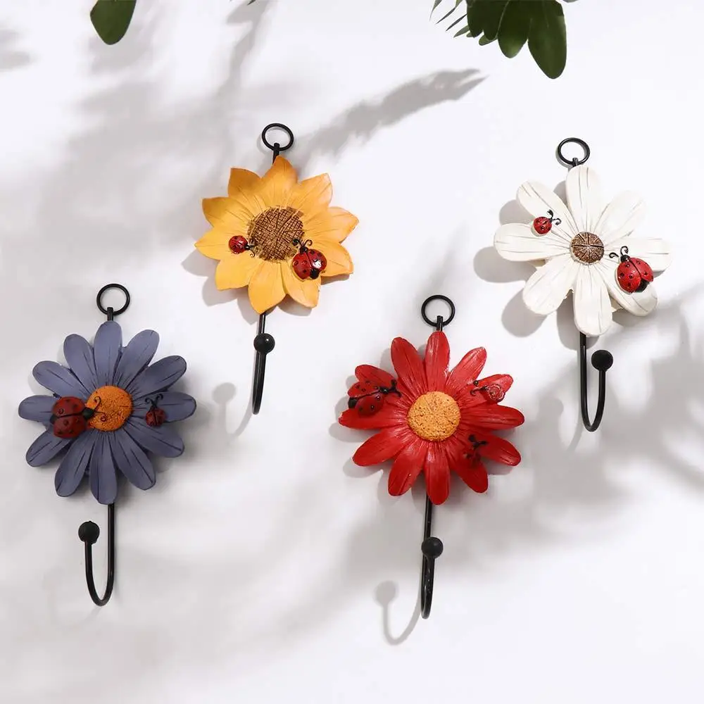 1Pc Creative Household Hooks Resin Flower Shape Hangers Key Hat Towel Wall Hooks Home Decoration