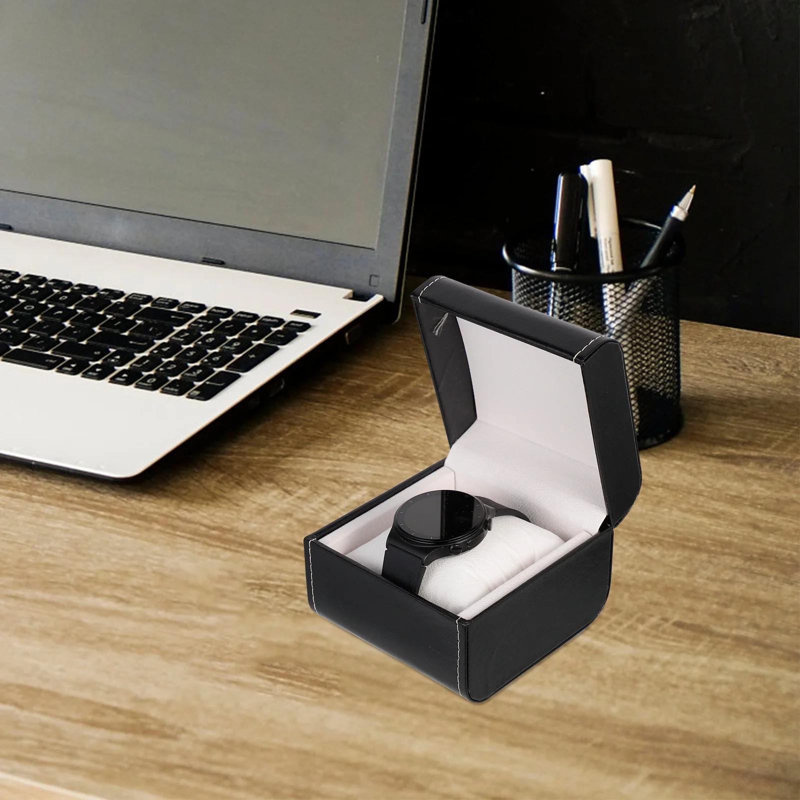

Single Slot Pu Watch Box Watch Storage Organizer For Men Wristwatch Display Jewelry Container Dustproof Scratch