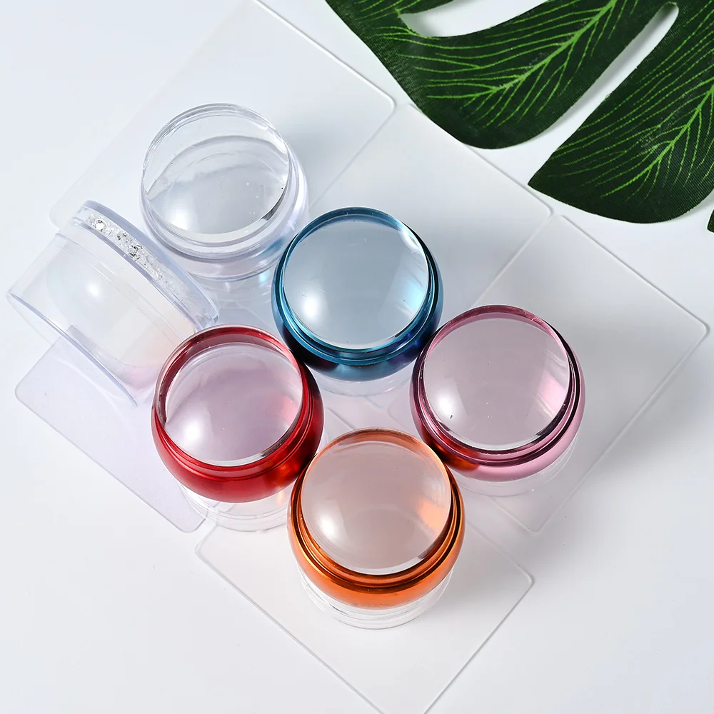Kit de tampons à ongles en Silicone, 2 pièces/Kit, modèles de grattoir avec tampon en gelée de Silicone, impression de vernis à ongles colorés, Kits d'estampage de manucure