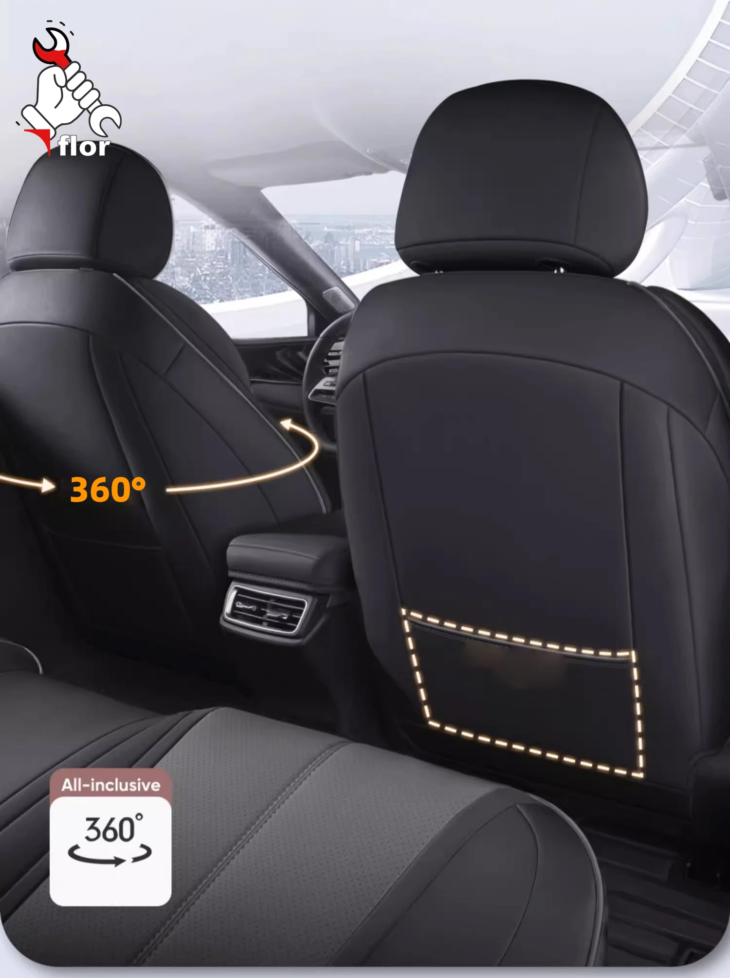 Left-Drive Car Seat Cover For BYD Song L DM-i 2024-2025 Custom Fit Seat Cover Full Surrounded Seat Cushion Seat Protection Cover