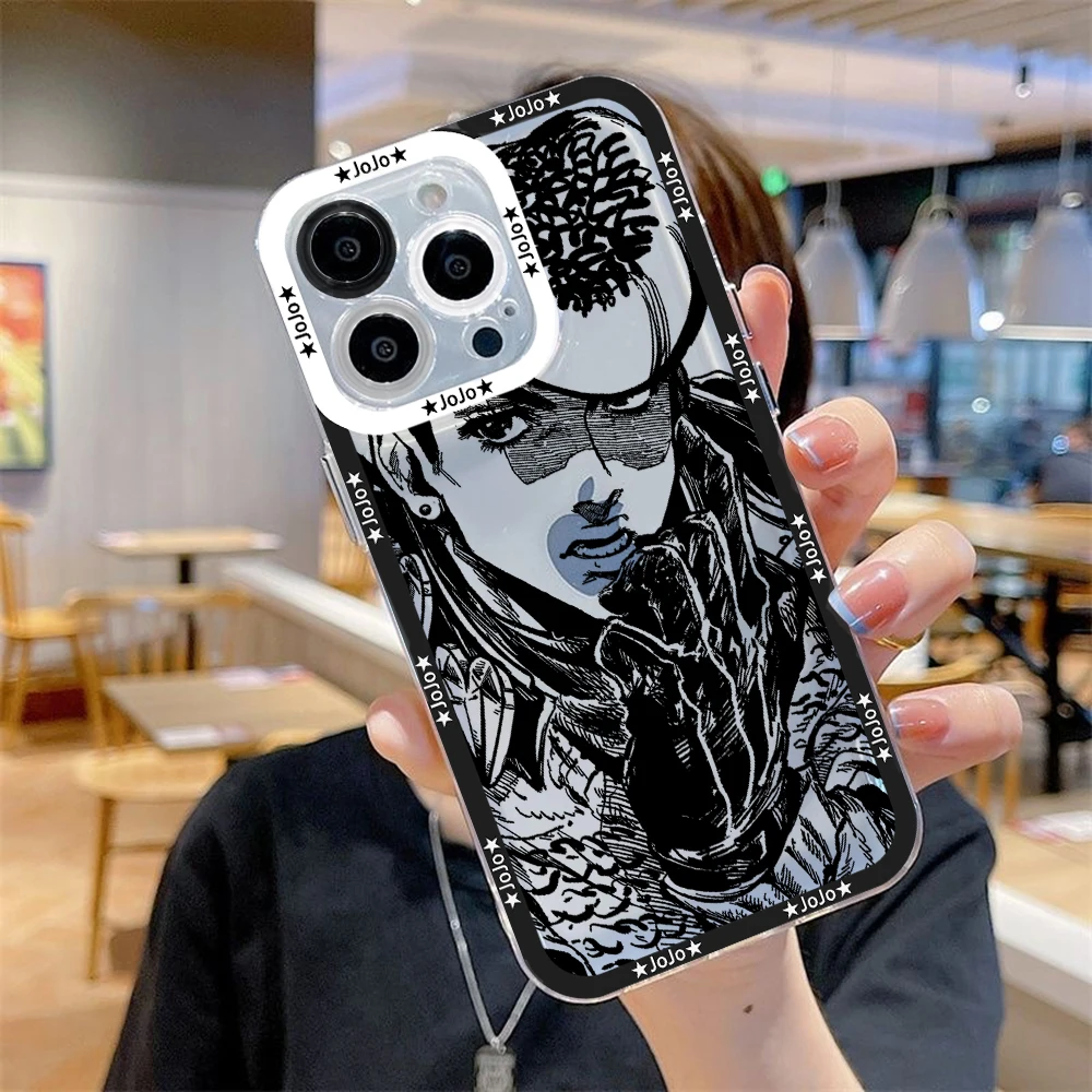 Anime JoJo\'s Bizarre Adventure Phone Case For iPhone 15 14 13 12 11 Mini Pro Max X XR XSMax 6 7 8 Plus SE20 Transparent Cover