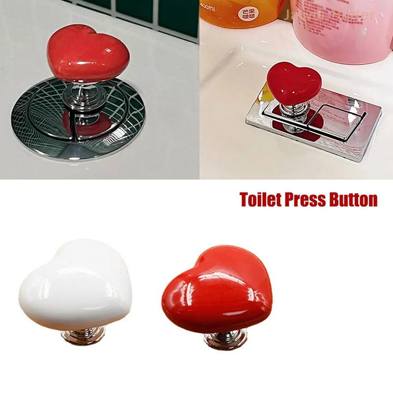 Toilet Press Button Heart Shaped Press Tank Push Switch Manicure Salon Tool Bathing Room Decor Water Press Flush Button