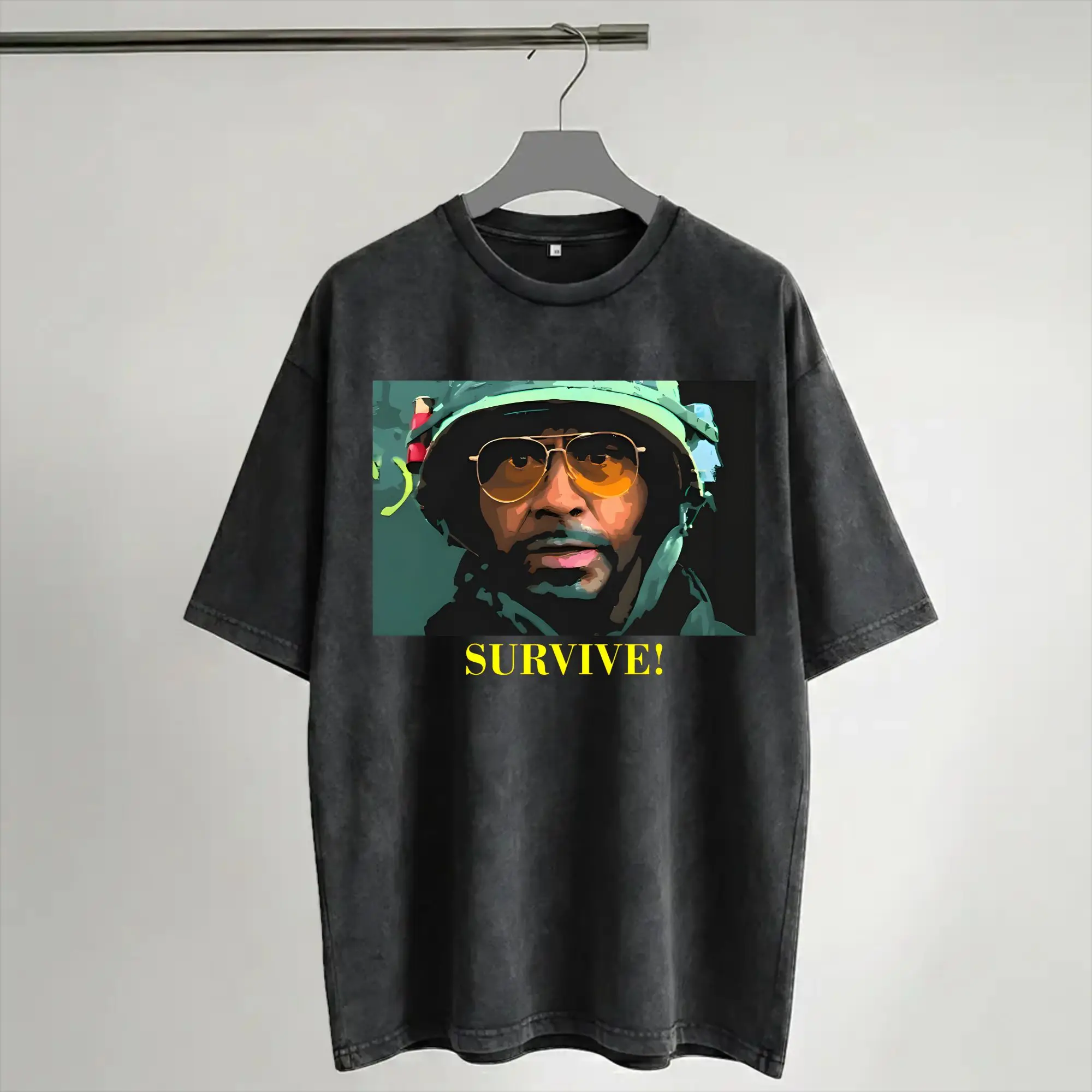 Tropic Thunder Movie T Shirt Hip Hop Washed Short Sleeve High Street T-Shirts  Cool for Men Women Streetwear Graphic Tees