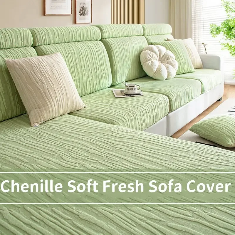 Chenille Sofa Hat Four Seasons Universal Non-slip Couch Cushion Slipcover Elastic All-pack Backrest Covers Chaise Lounge Cover