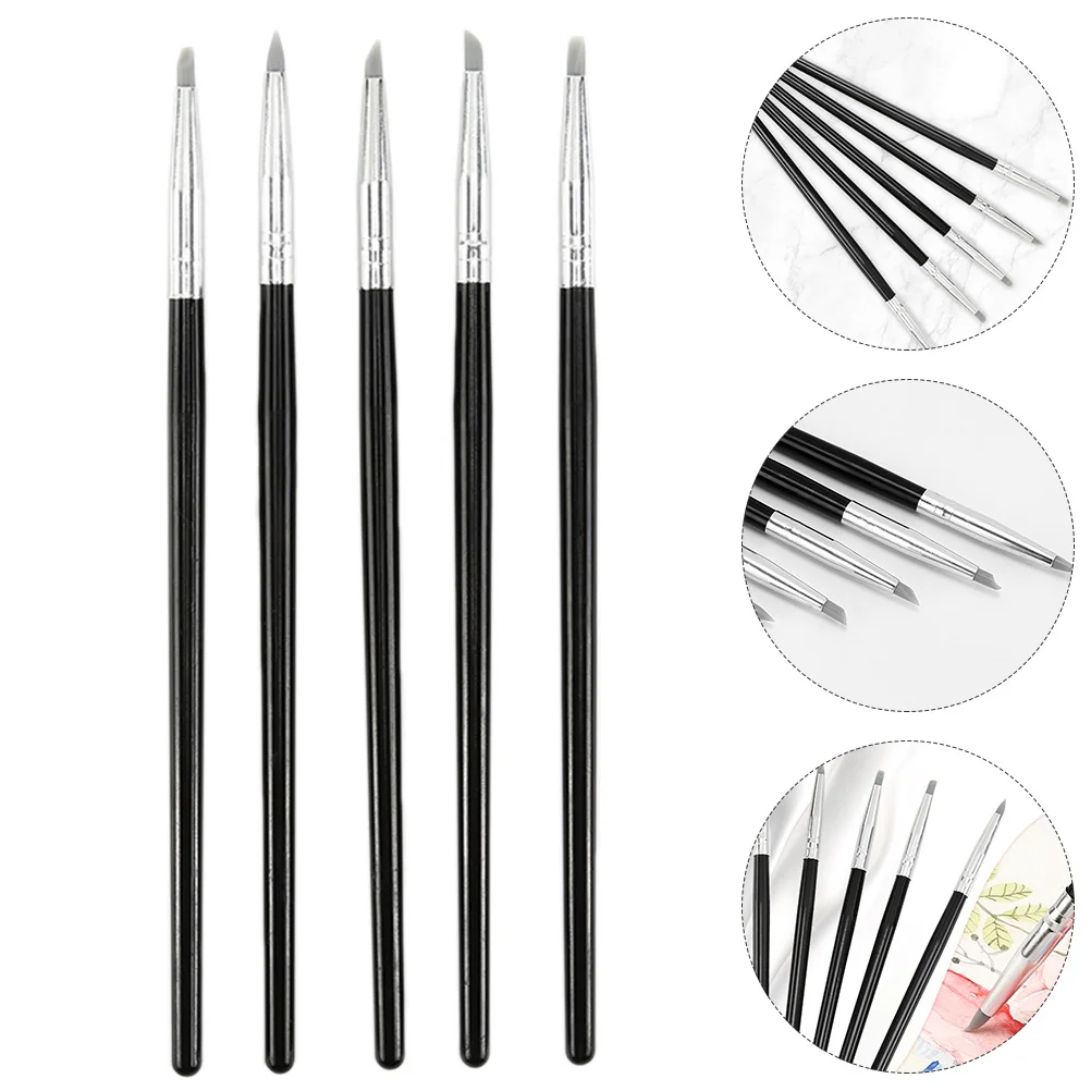 

10 Pcs White Silicone Pen Clay Painting Blank Solution Silica Gel Pottery Sculpture Brush