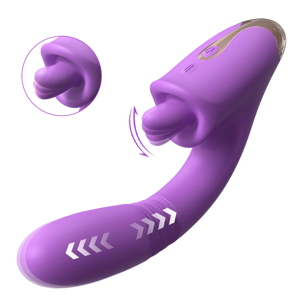 Redshark 3-in-1 Thrusting Vibrator for Women Silicone Clitoral Licking Tongue Sex Toy Machine Adjustable Vibrations
