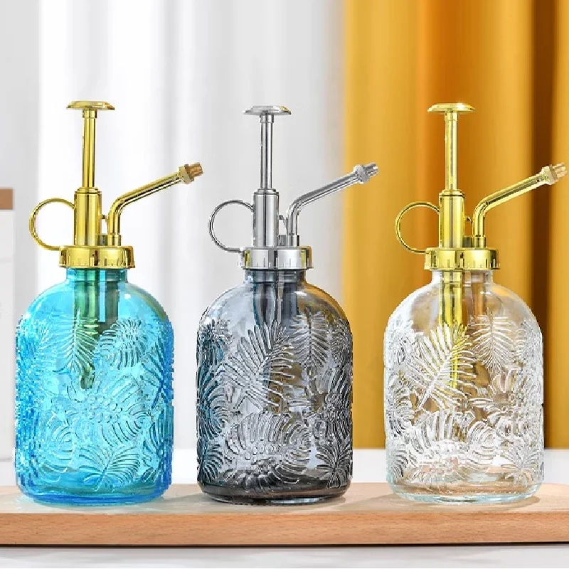 Creative Transparent Glass Maple Leaf Watering Bottle Hand-pressed Glass Watering Sprayer Color Sprinkler Gardening Supplies