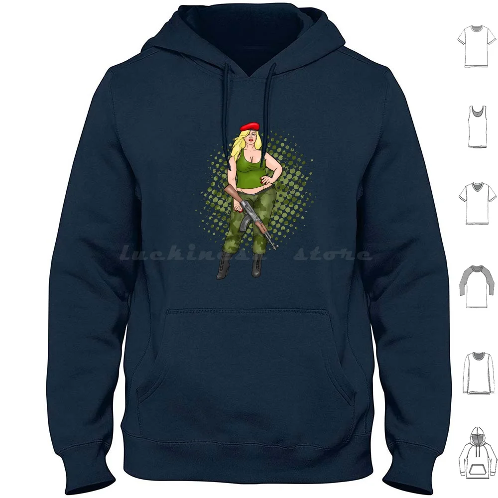 

Bbw Pin-Up In Military Outfit With Ak-47 Hoodies Long Sleeve Bbw Bbw Up Up High Heels Comic Comic Style Sexy Girls