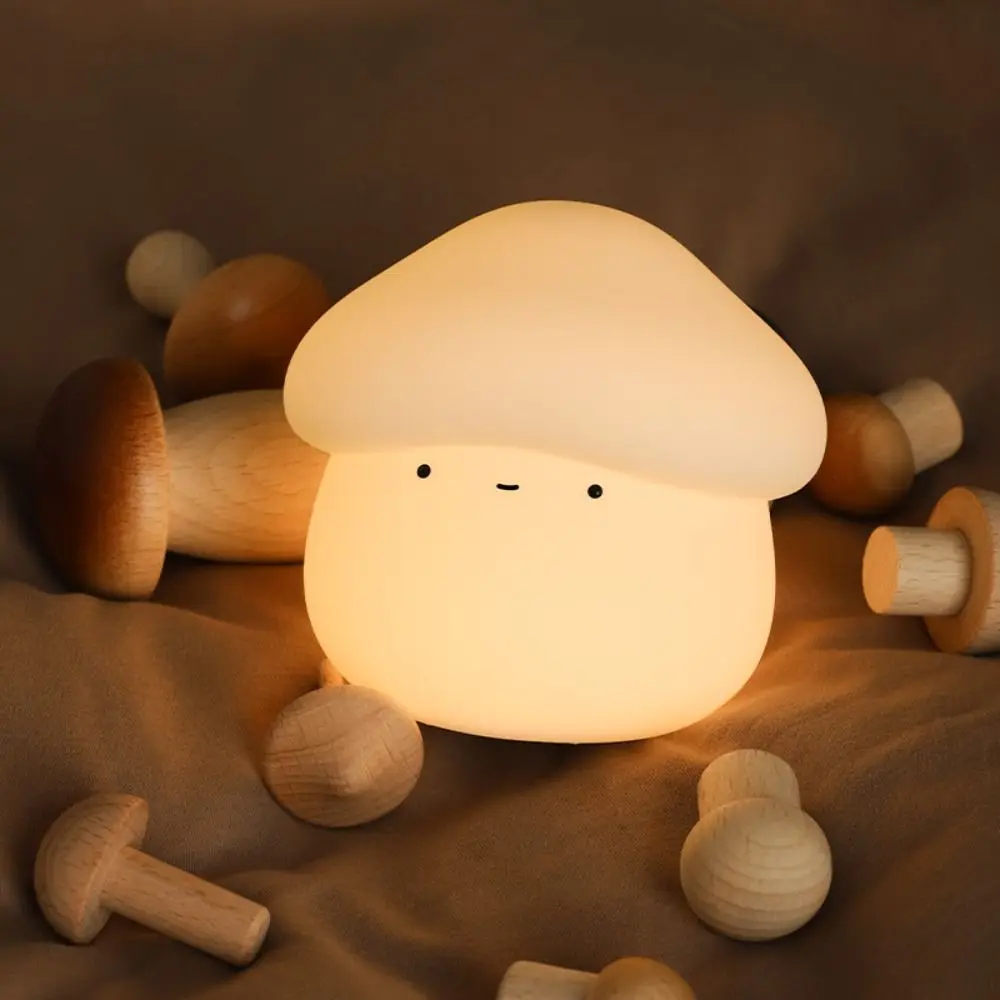 

Room Decor Silicone Mushroom Night Lamp Dimmable Soft LED Bedside Lamp USB Charging Cute Desk Light Living Room