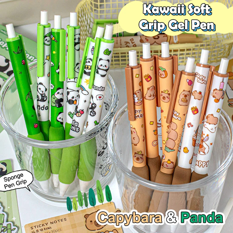 6Pcs Kawaii การ์ตูน Capybara ปากกาเจลน่ารัก Quick-Drying Neutral ปากกาการเขียน Smooth ปากกาอุปกรณ์สํานักงานเครื่องเขียนนักเรียนของขวัญ