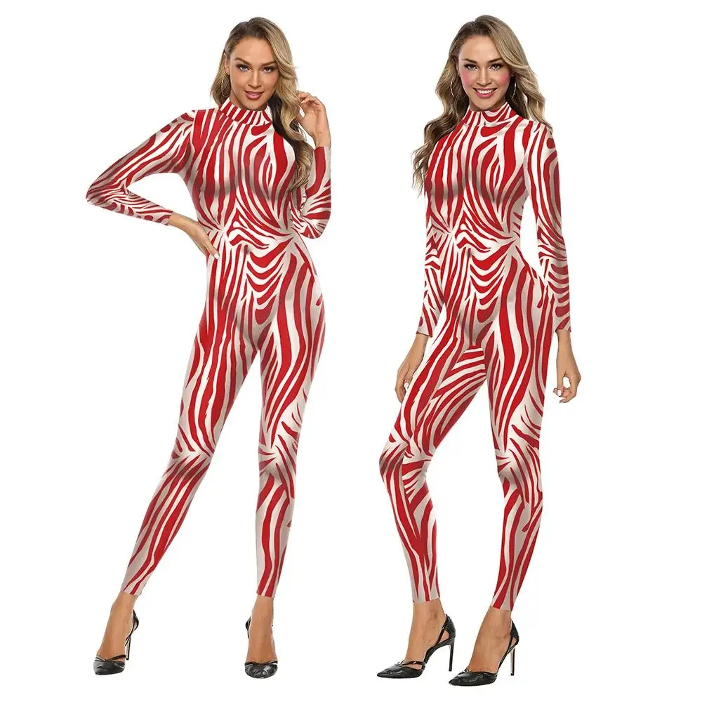 

Halloween Women's Bodysuit Full Body Striped Tights Sexy Jumpsuits Festival Cosplay Costume Party Fitness All-in-one Clothing