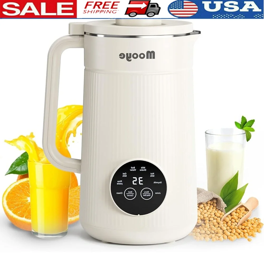 

Automatic Nut Milk Maker 8 in 1 Soy Milk Machine Almond Machine 10 Blades Non Dairy Beverages Recipe Book Included 12 Hour Delay
