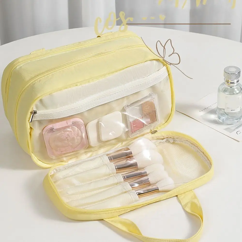 

Трехслойная перегородка, ручная косметичка, водонепроницаемая сумка для хранения косметики большой емкости с ручкой, сумка для туалетных принадлежностей, дорожная