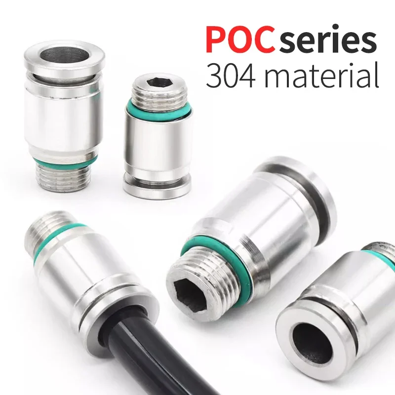 

10/50PCS Stainless Steel 304 POC-G External Thread Straight Joint,Internal Hexagonal,Pneumatic Gas Pipe Quick Insertion Fitting