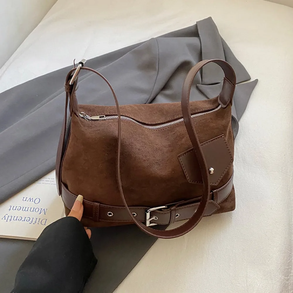 

Fashion Korean Style Suede Tote Bag Solid Color Tote Bag Matte PU Hobo Bag Large Capacity PU Leather Underarm Packs Women