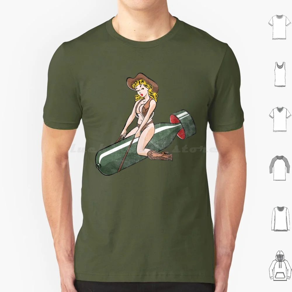 Camiseta Salty-Dog Riding Cowgirl para hombres, mujeres y niños, 6xl, Pinup Up Cowgirl, cómics retro, bombas de guerra vintage, estilo americano