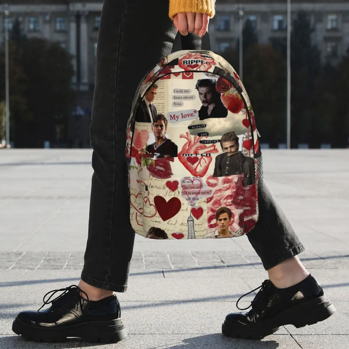 The Vampire Diaries Damon Salvatore Backpack Student BookBag Children School Bag Computer Shoulder Bags for Men Women