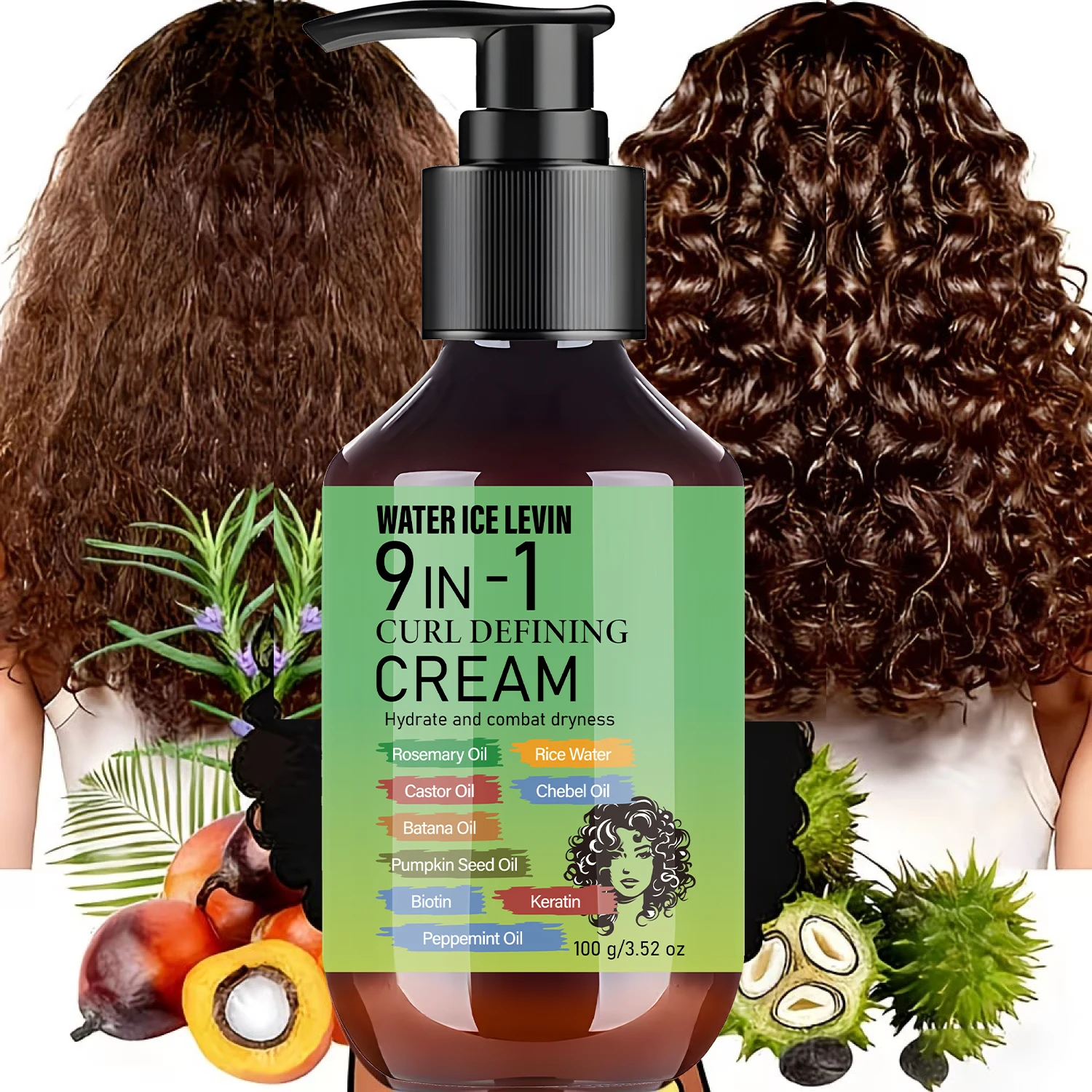 Curl Defining Cream with Rosemary & Castor Oil, Biotin & Keratin for Smooth Hydrated Curls view 2