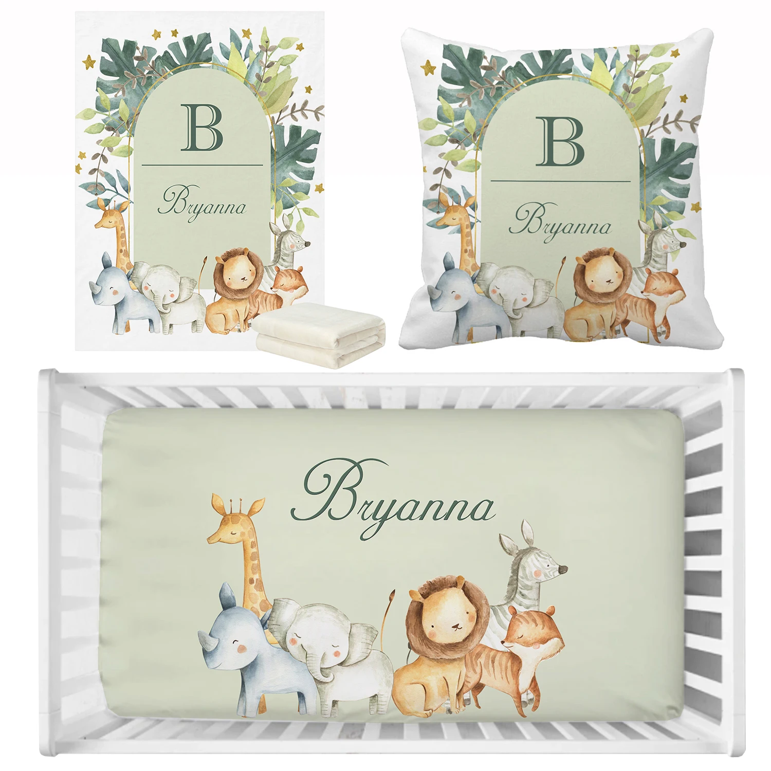 LVYZIHO Juego de cama infantil personalizado con animales salvajes - imagen 3