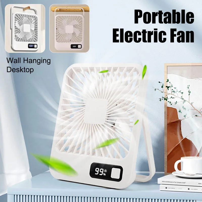 

Desk Electric fan Wireless Portable USB Rechargeable Fan 45°Tilt Folding Table Fan With Power Display 5 Speeds Wall Hanging Fans
