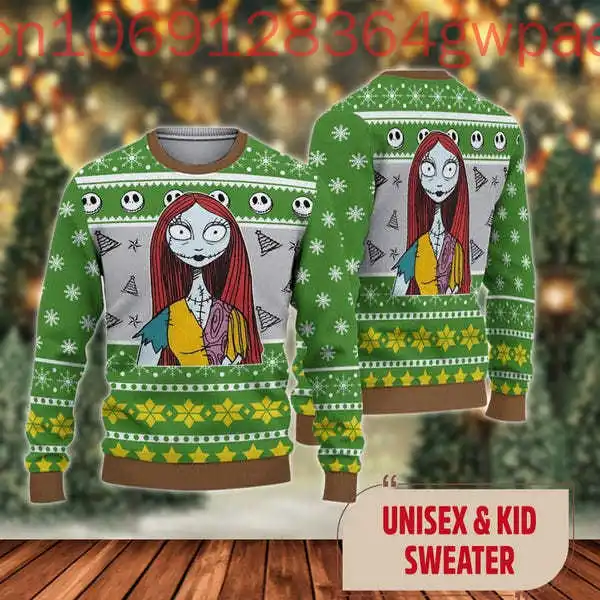 Disney Nightmare Before Christmas Ugly Sweater Sally and Jack Skellington Xmas Holiday Christmas Gift for Men Women Sweater