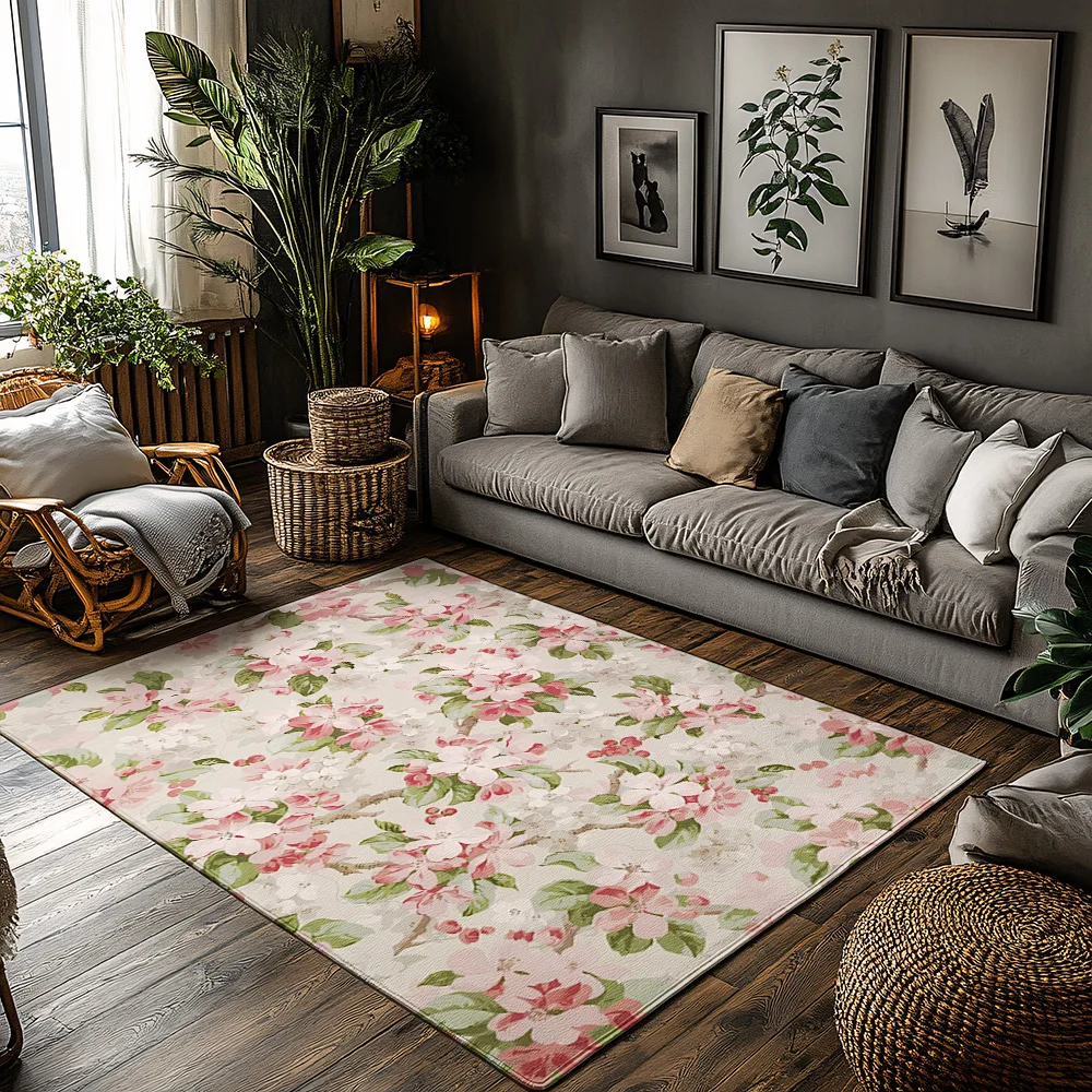 

Floral Doormat Indoor Outdoor Rug Washable Entryway Mat Pink Flower Home Decor Kitchen Floor Carpet Non Slip Accent Rug Gift