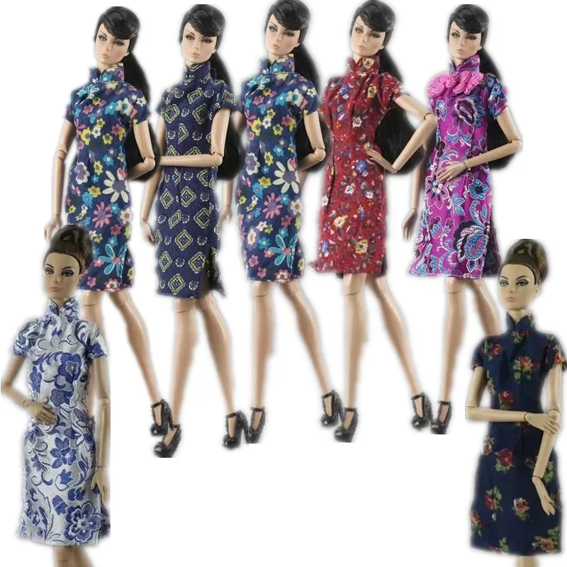 Cosplay Cheongsam Handmade Floral Dress For Barbie Doll Clothes Chinese Traditional Vestido Qipao 1/6 BJD Accessories Girl Toys