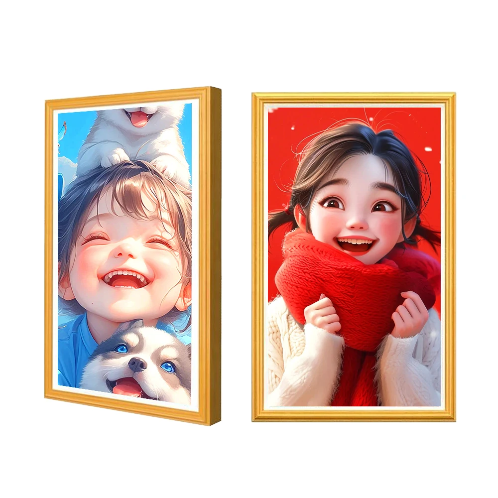 New Arrival 21.5 Inch to 65 Inch  Wood Digital Photo Frame Advertising Art Painting Photo Display LCD Screen