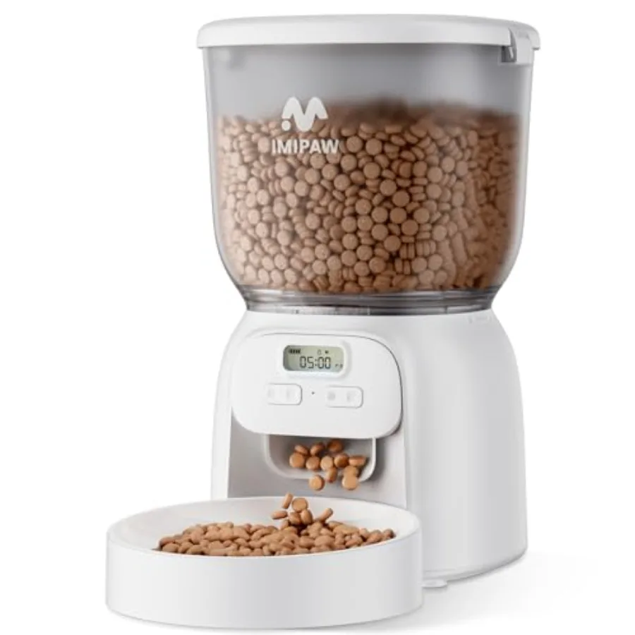 

Automatic Cat Feeder: 4L Cat Food Dispenser Timed Precise Auto Feeder Programmable 1-6 Meals- Easy to Cleanand Dual Power with