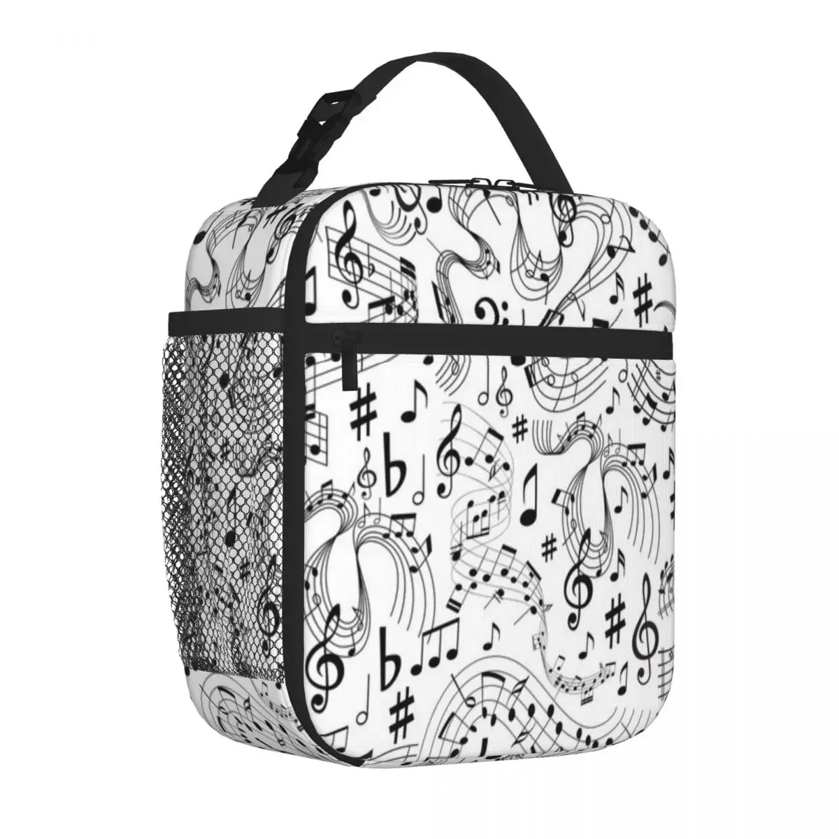 Hot Sale Music Musical Notes Animal Print Neoprene Lunch Bag Overnight Trip Large Lunch Bag