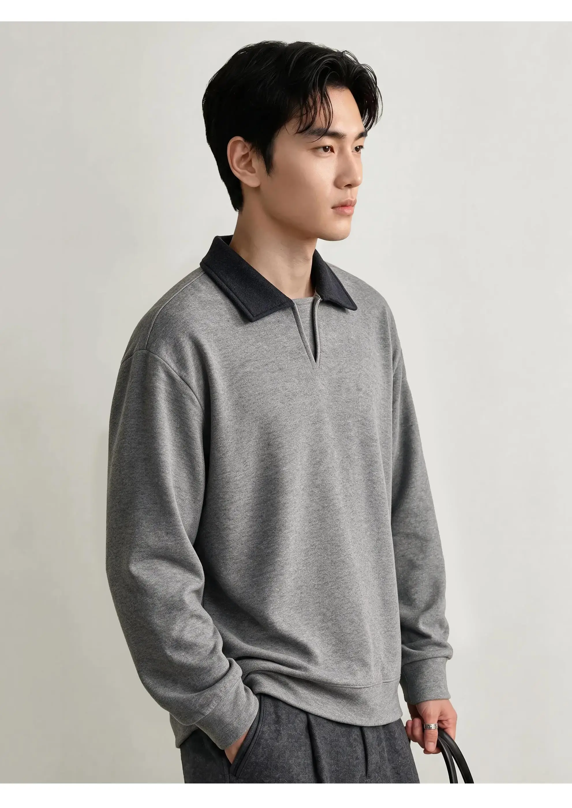 Men Splice Collar Loose Casual Pullover Sweatshirts Autumn Winter Streetwear Vintage Fashion Hoodies Sweatshirts Coat Tops